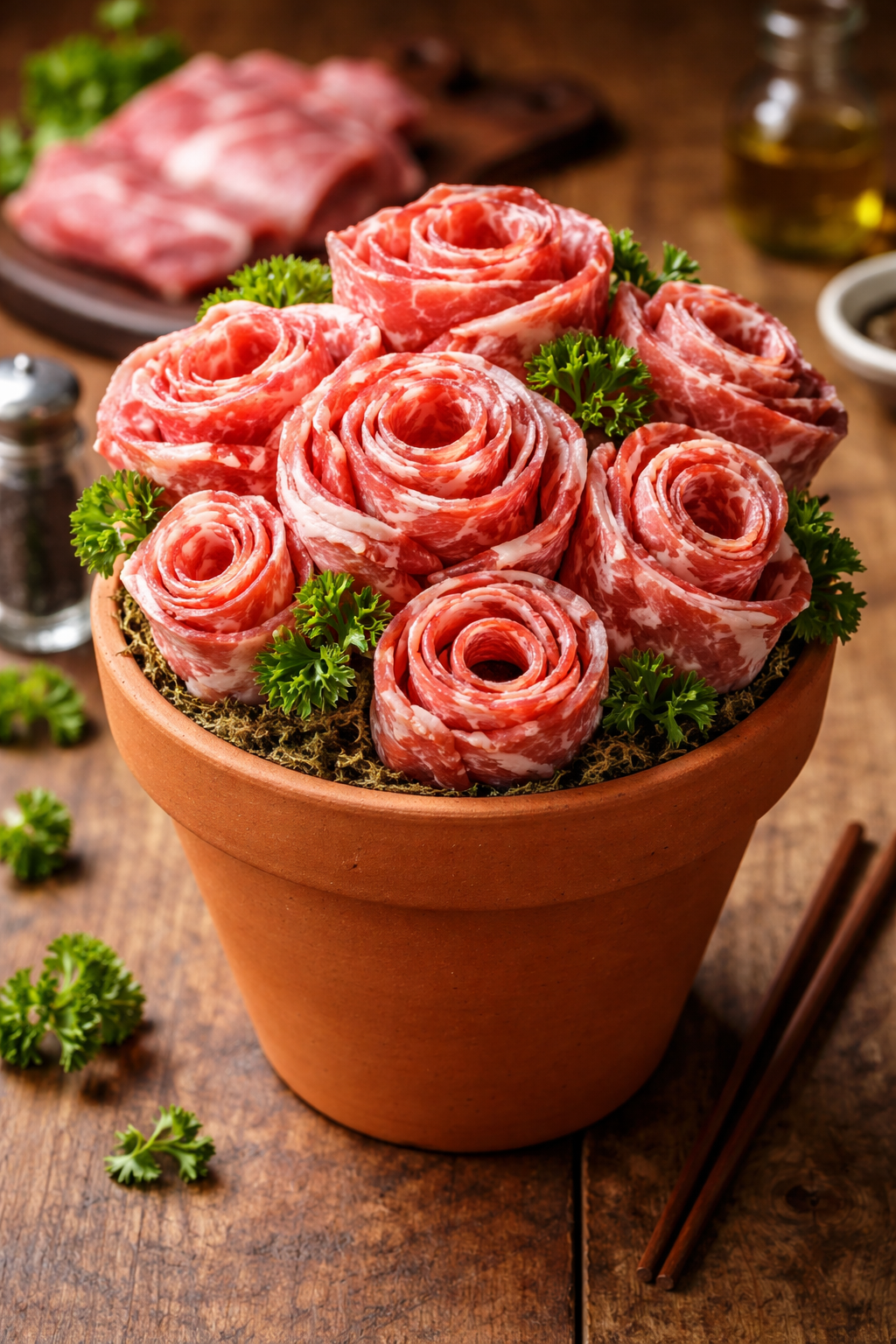 Pot de fleur avec wagyu